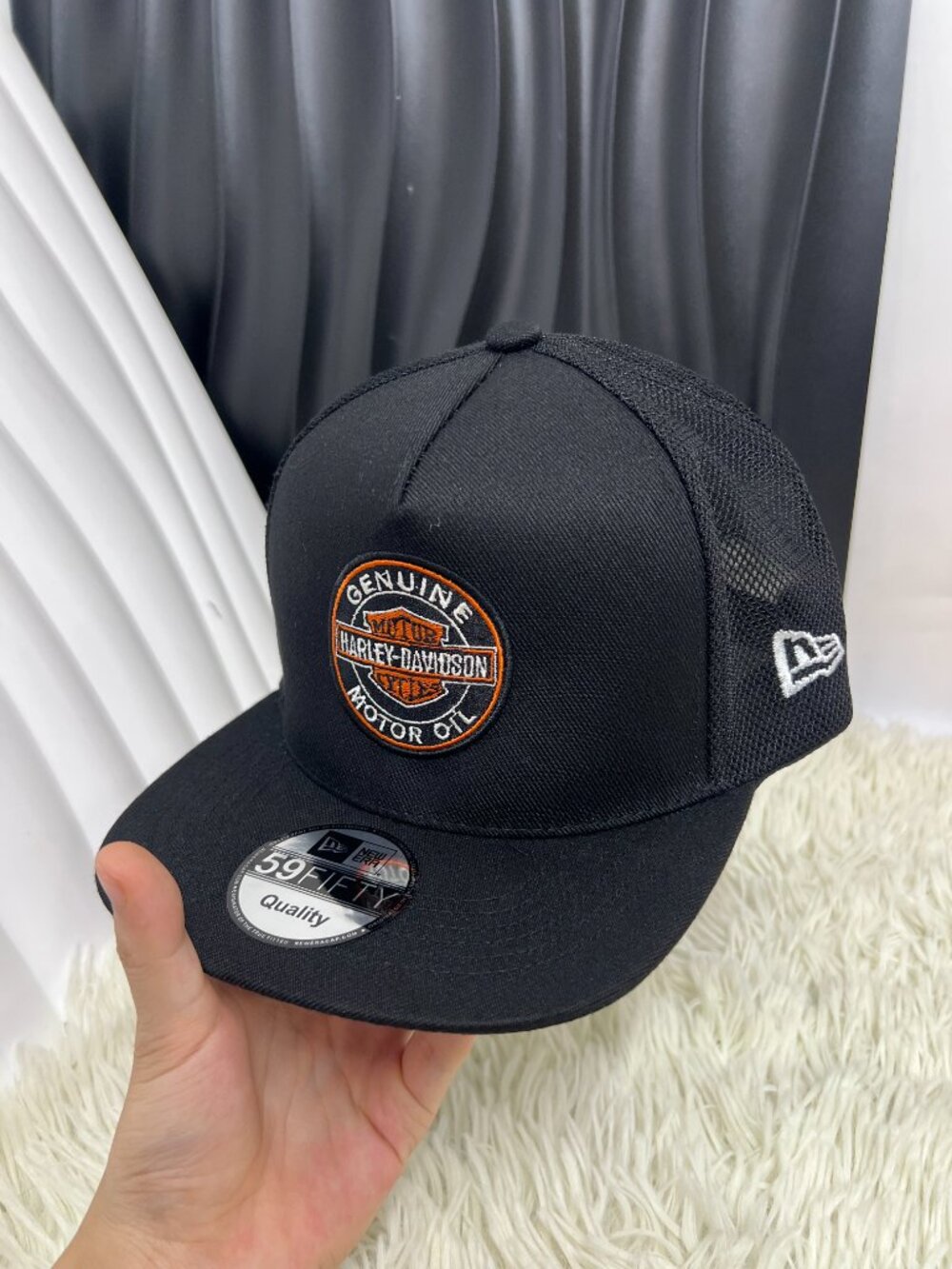 Harley-Davidson Genuine Motor Oil Black New Era Embroidered Trucker Hat